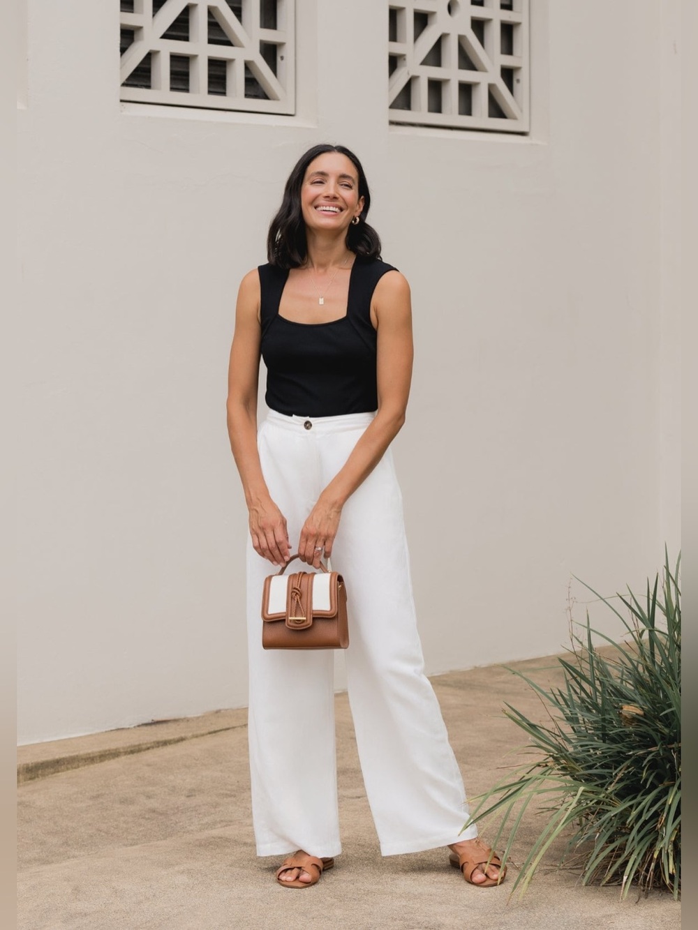 MAYE Estella Pants Ivory White Linen  Wide Leg Trouser High Rise L NWT resort